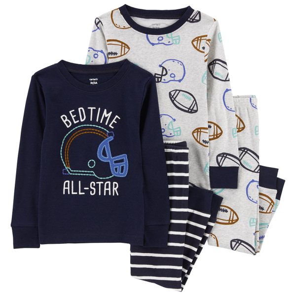 Toddler Boys  4-Piece Football Pajamas 2P842510-969 For Cheap