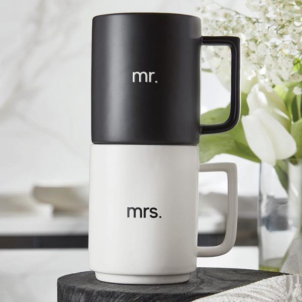 Mr. & Mrs. Matte Stackable Mug Set L1827 For Sale - Image 5
