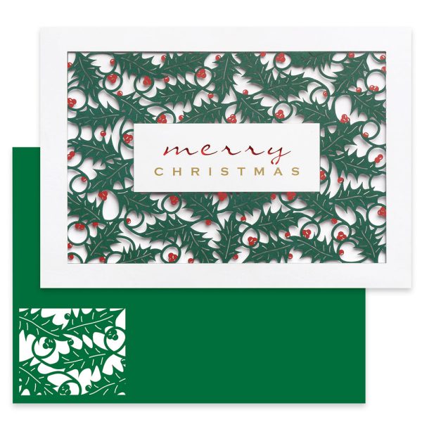Holly Laser Cut Christmas Boxed Cards 889300A Supply