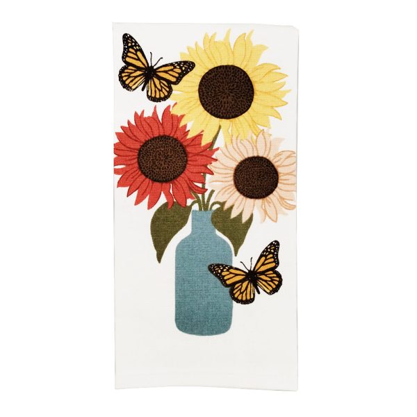 Sunflower Butterfly Vase Dual Kitchen Towel 18246 Online